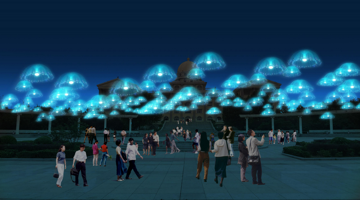 淇滨区华夏南路新增3种创意灯光互动小品等你来打卡