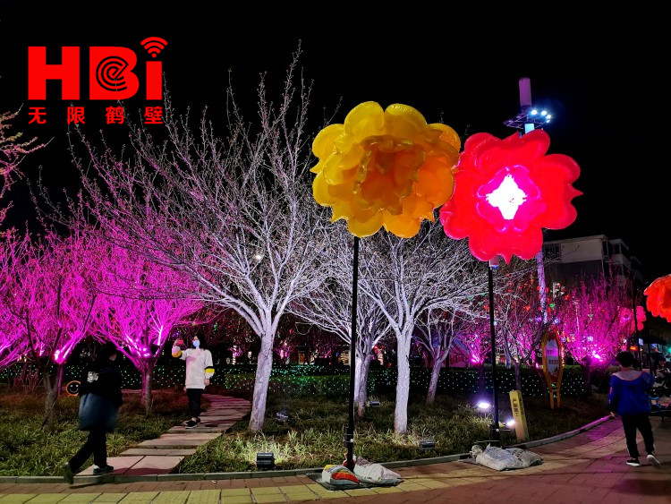 (景观小品"静待花开")别样的樱花别样的夜晚别样的樱花大道关注无限